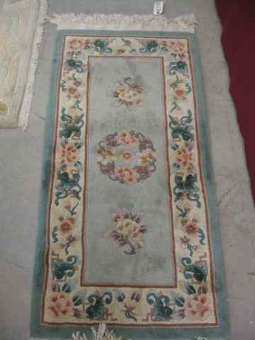 Appraisal: Chinese Sculptured Wool Rug floral on soft green thick pile