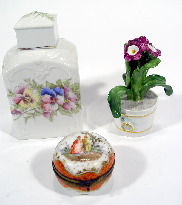 Appraisal: Meissen style hand painted porcelain flower sculpture bun shaped Continental