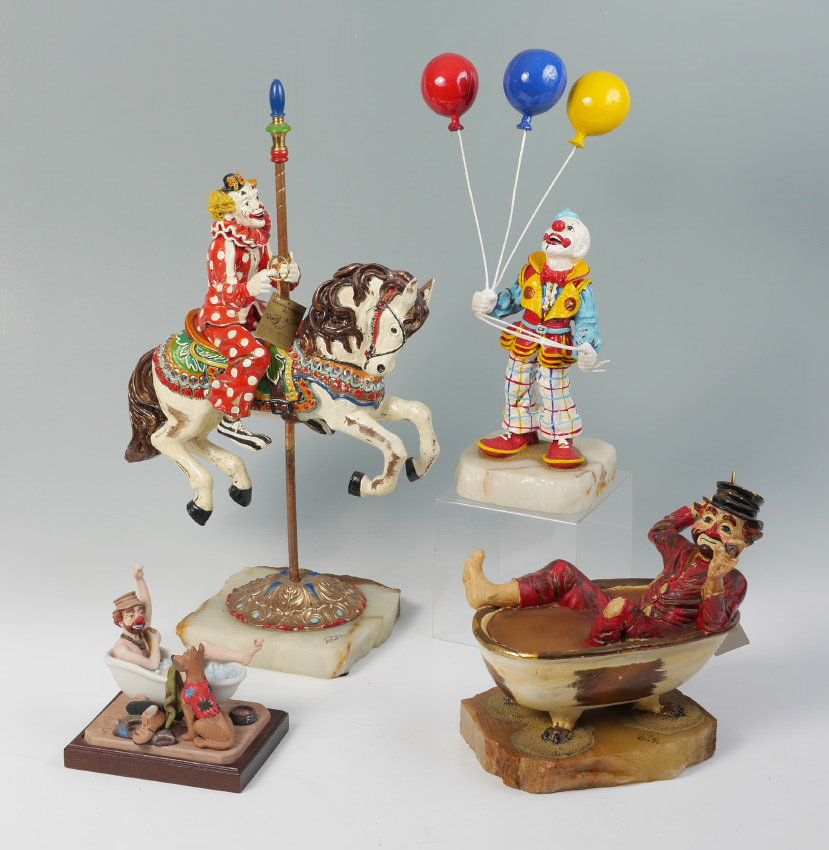 Appraisal: RON LEE CLOWN SCULPTURES pieces total to include Clown riding