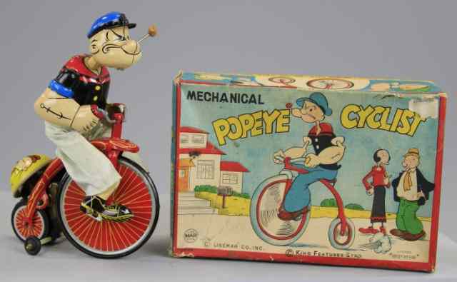 Appraisal: POPEYE CYCLIST Copy King Features Synd boxed example colorful toy