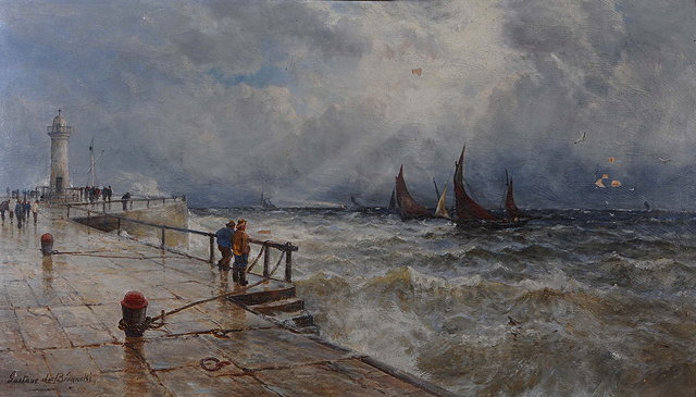 Appraisal: GUSTAVE DE BREANSKI - 'A Yorkshire Quay' signed oils on