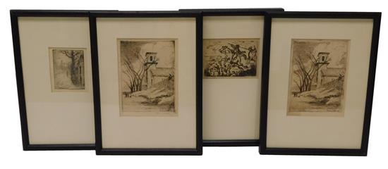 Appraisal: Alphaeus Philemon Cole American - four etchings mostly depicting architecture