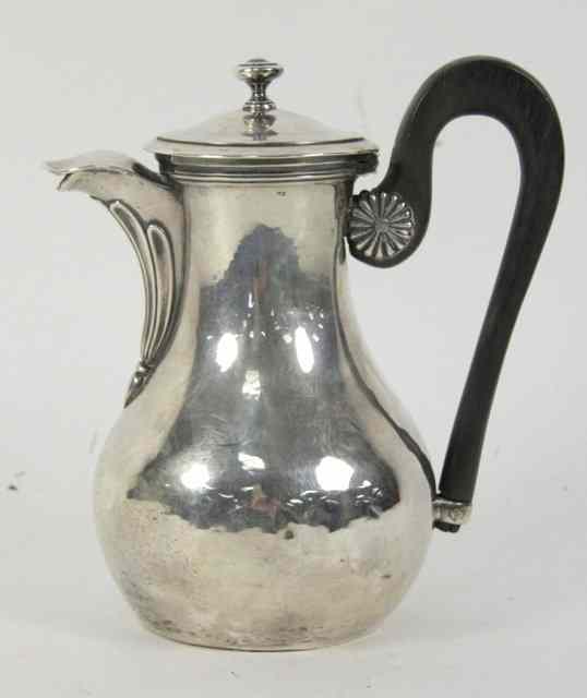 Appraisal: A th Century French silver coffee pot with hinged cover