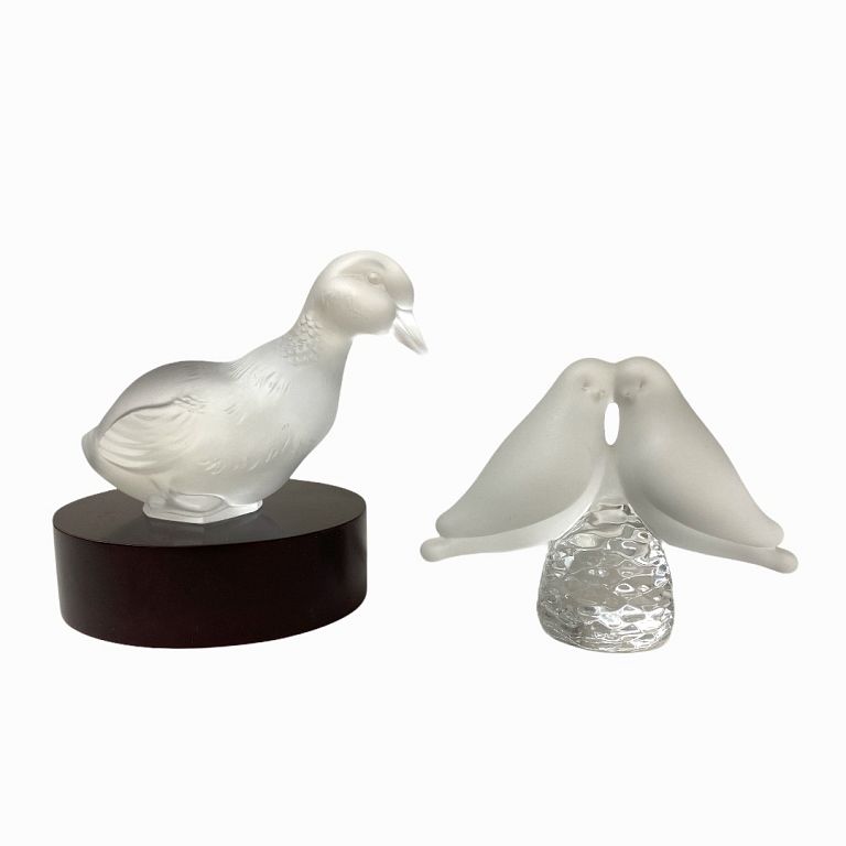 Appraisal: Possibly Baccarat Birds Possibly Baccarat Birds Total Measures Inches High