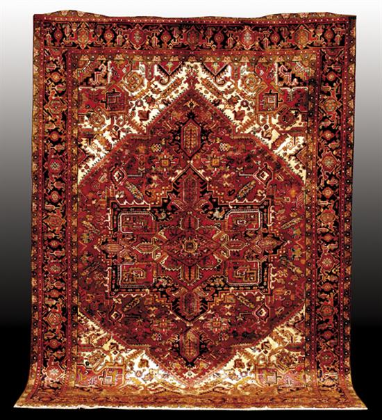 Appraisal: Semi-antique Persian Heriz carpet ' x '