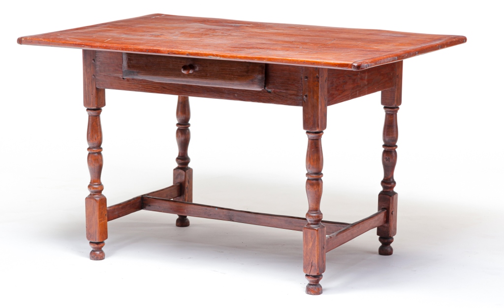 Appraisal: AMERICAN ONE DRAWER WORK TABLE Early th century pine Top