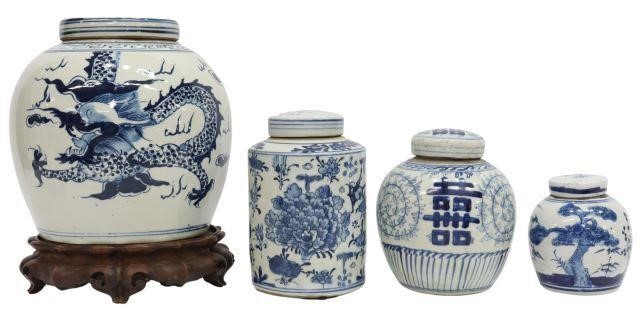 Appraisal: lot of Chinese blue and white porcelain lidded jars including