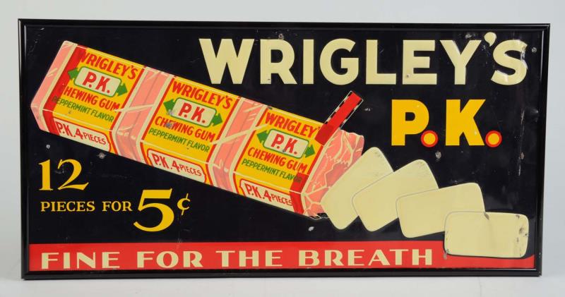 Appraisal: Wrigley's P K Chewing Gum Tin Sign This sign has