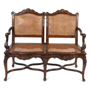 Appraisal: A Louis XV Style Caned Settee TH CENTURY Height x