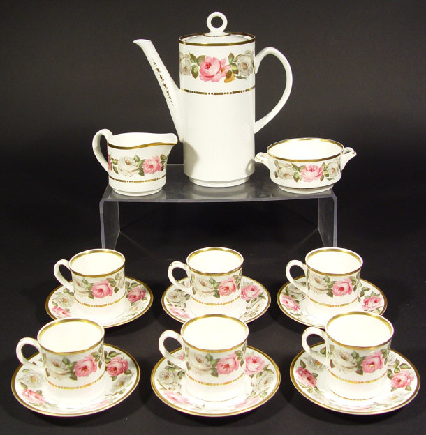 Appraisal: Worcester royal garden patterned six place coffee service comprised a