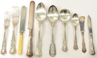 Appraisal: Cased Group of Silver Comprising knives spoons and forks from