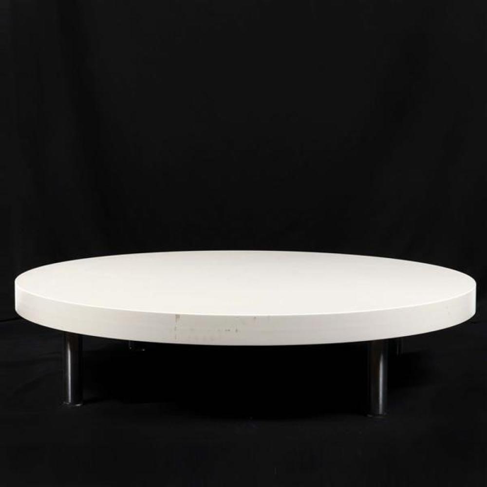 Appraisal: ROUND ART PLATFORM WHITE LAMINATE TOP AND CHROME LEGS Round