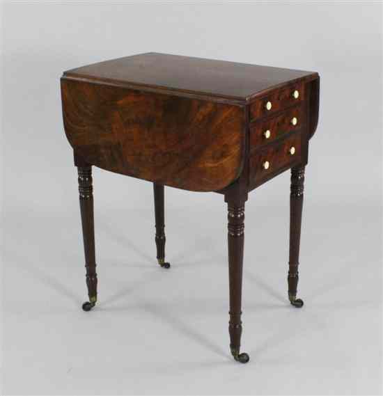 Appraisal: A Regency mahogany Pembroke work table with two drawers ft