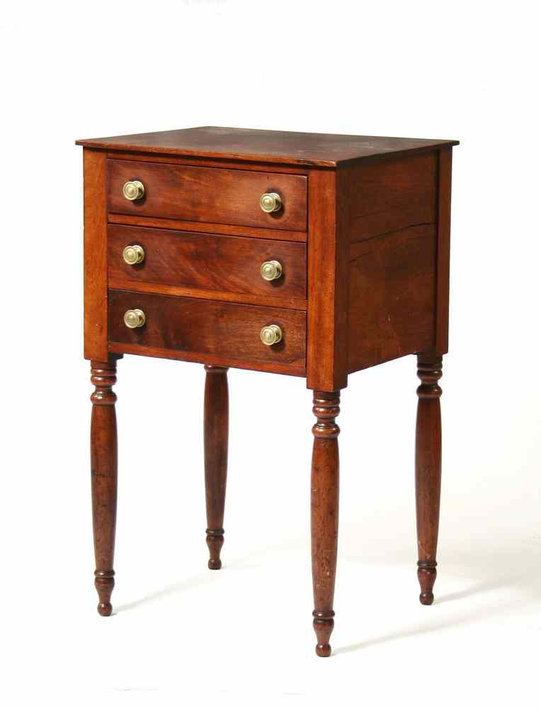 Appraisal: WORK STAND - Sheraton period three drawer mahogany work stand