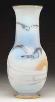 Appraisal: DAUM CAMEO ENAMEL SEAGULL VASE Spectacular Daum vase features cameo