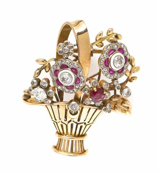 Appraisal: An Edwardian Platinum Topped Yellow Gold Ruby and Diamond and