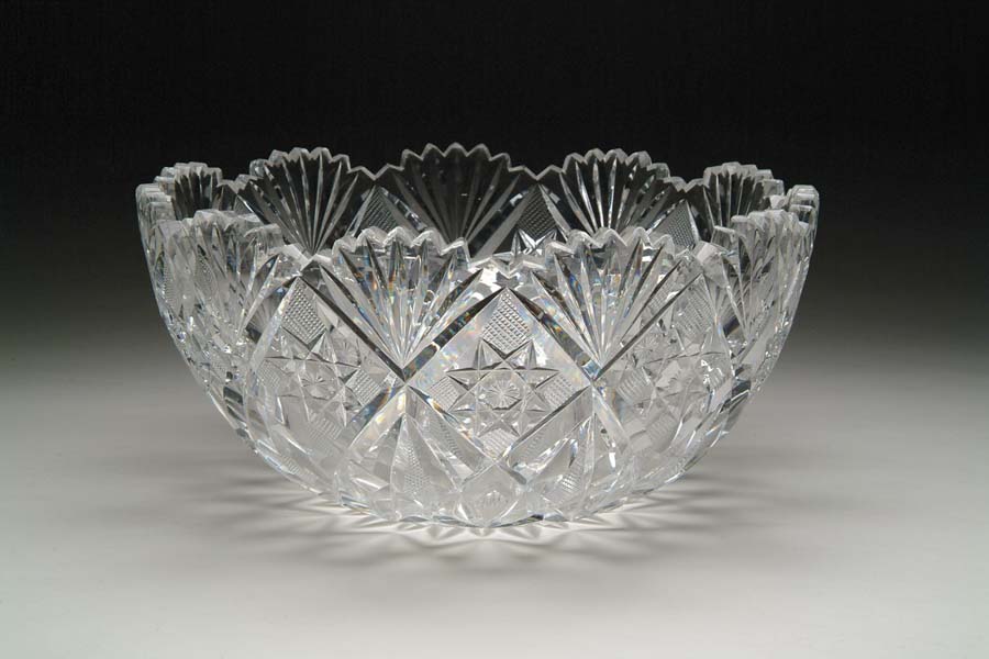 Appraisal: CUT GLASS PUNCHBOWL Beautiful cut glass punchbowl cut in hobstar