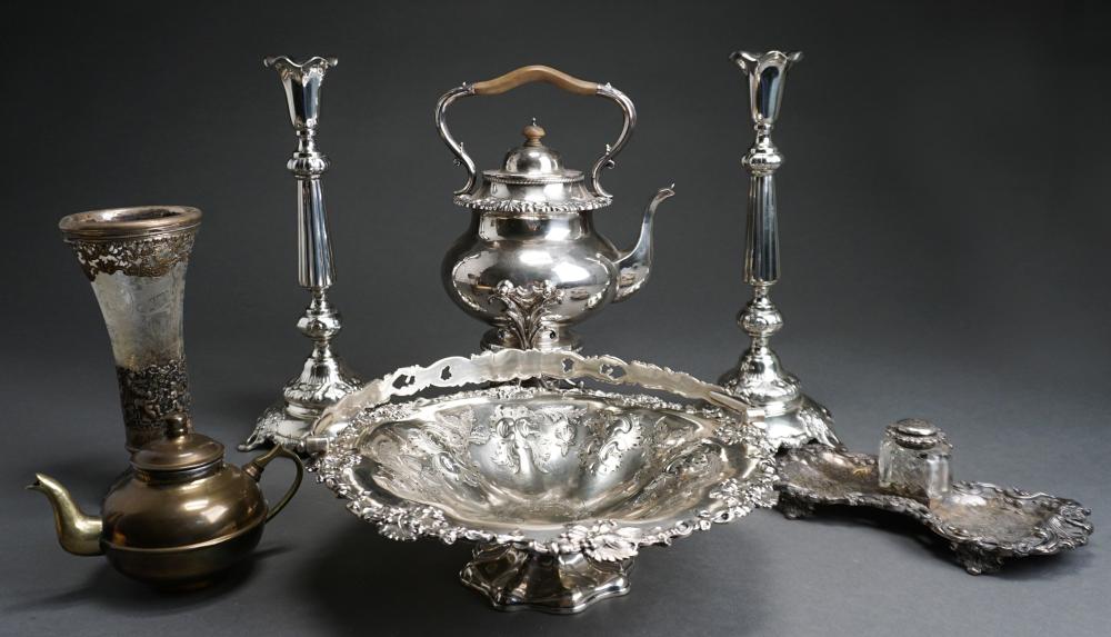 Appraisal: Collection of Silver Plated Articles Consisting of a pair of