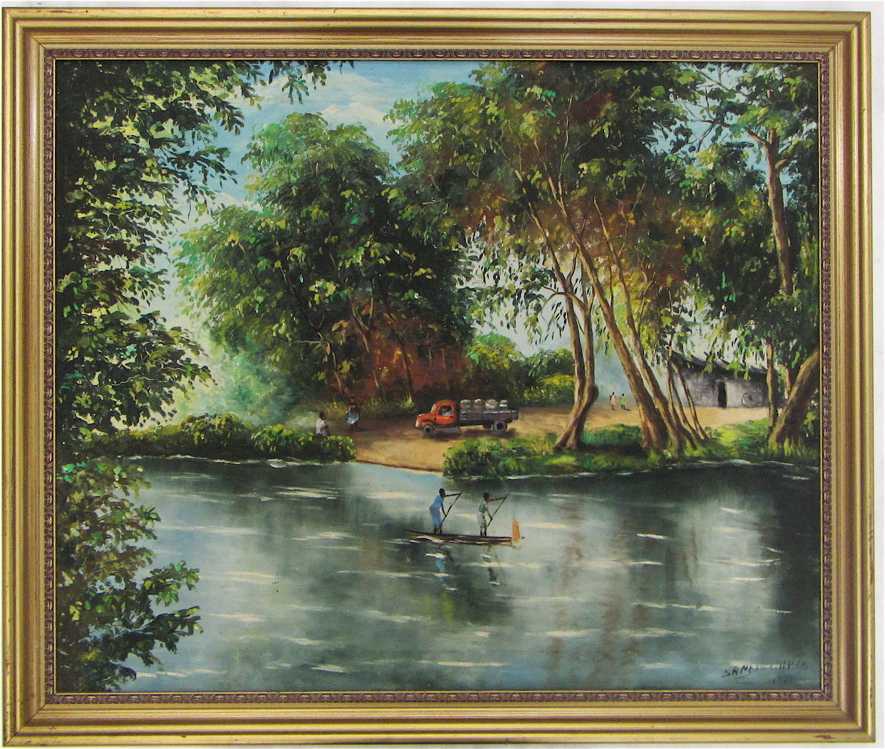 Appraisal: SAMBA PHILIPPE OIL ON BOARD Haitian th century River landscape