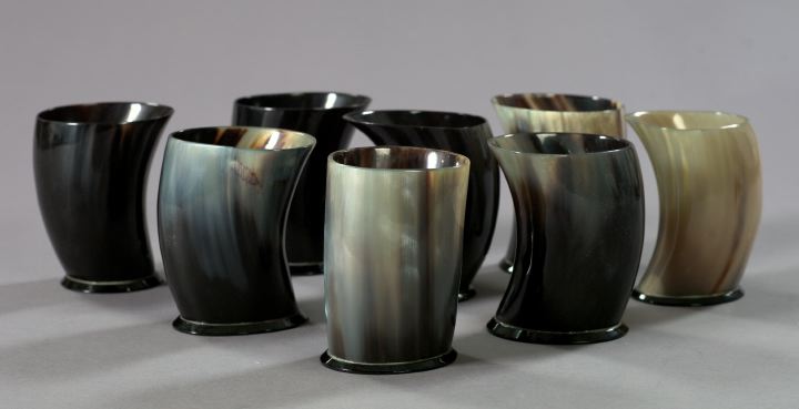 Appraisal: Set of Eight Anglo-Indian Footed Horn Drinking Beakers of polished