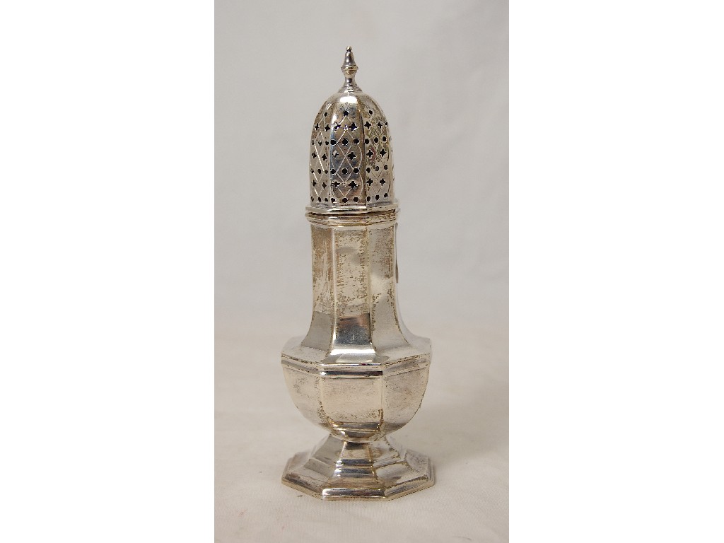 Appraisal: Octagonal silver sugar shaker on foot Sheffield approx ozs