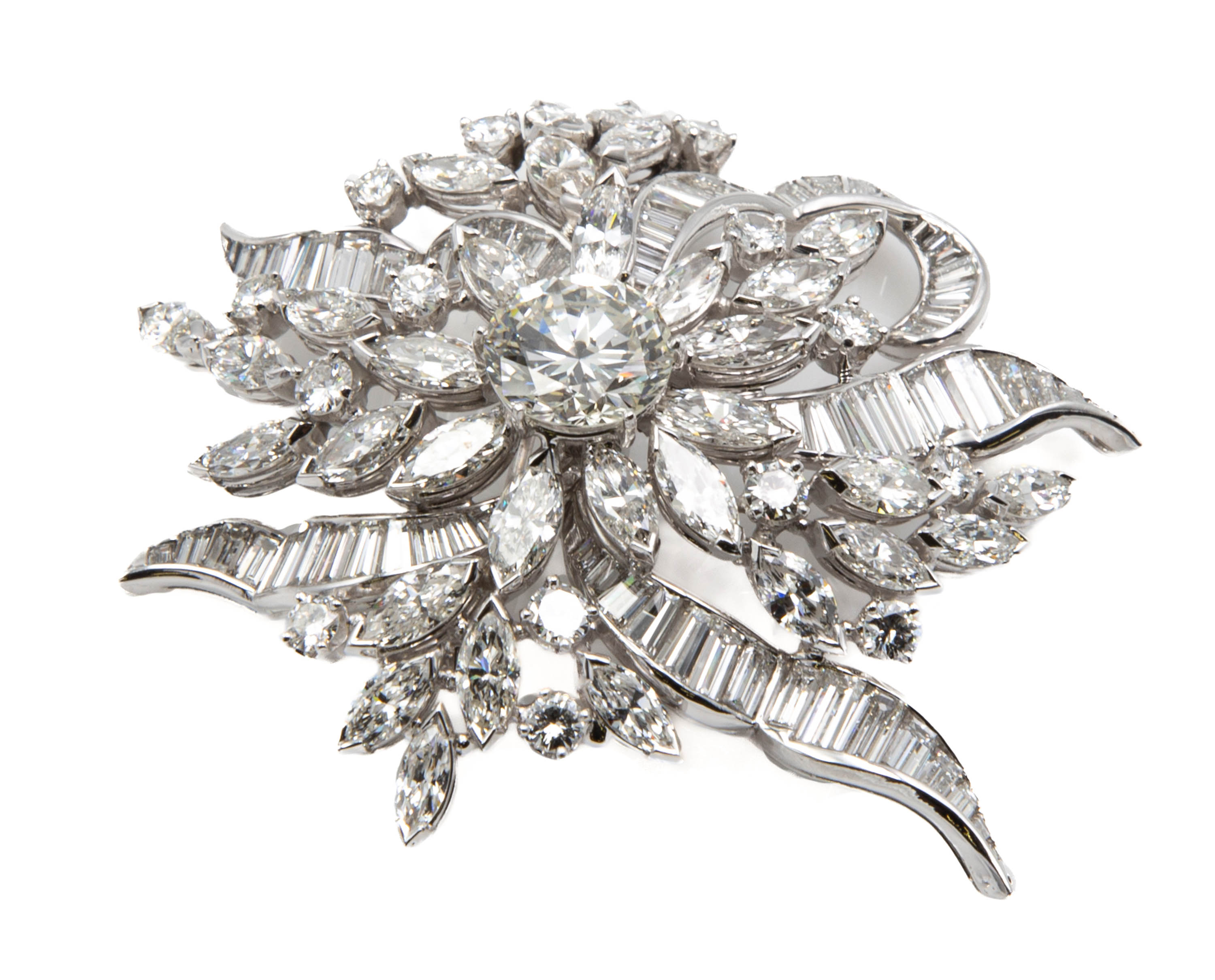 Appraisal: APPROX CT DIAMOND AND PLATINUM BROOCH A platinum brooch with