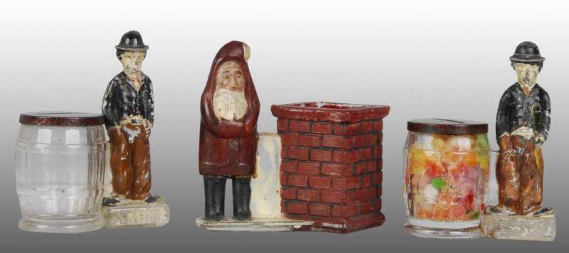 Appraisal: Lot of Glass Candy Containers Description One Santa at chimney