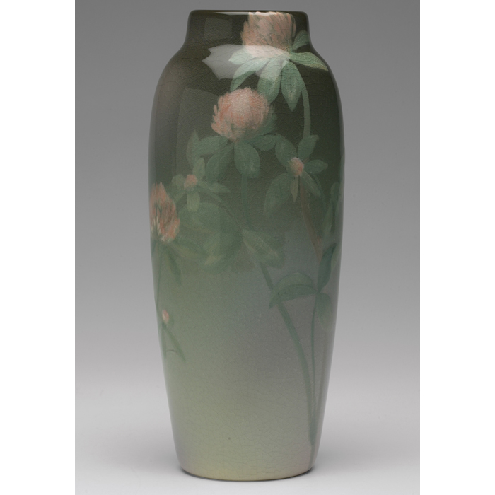 Appraisal: Good Rookwood vase Iris glaze with finely painted clover nicely