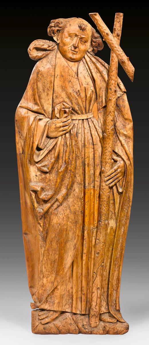 Appraisal: APOSTLE WITH A CROSS late gothic Austria circa Carved wood