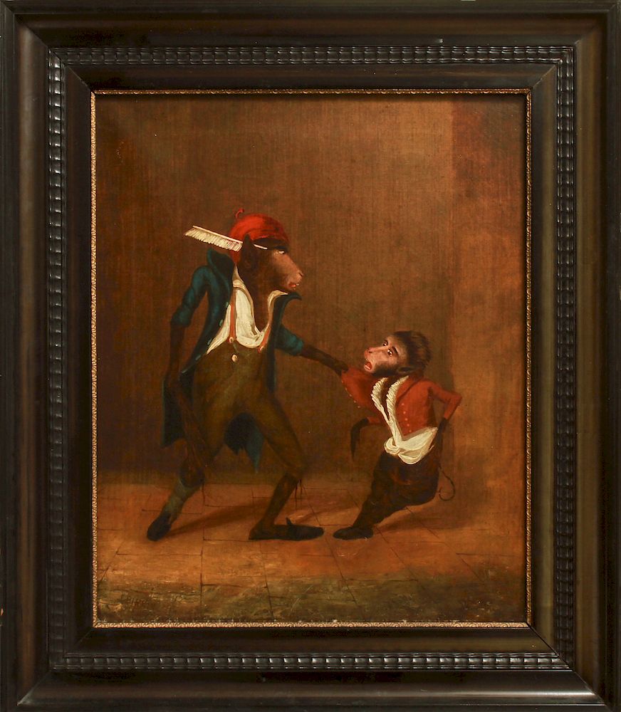 Appraisal: J Birkin Monkey Scene Oil on Canvas th th C