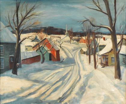 Appraisal: ATTRIBUTED TO WILLIAM THON american - VILLAGE IN WINTER Signed