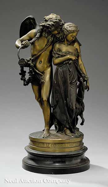 Appraisal: A Continental Bronze Figural Group of L'Amour se Confie a