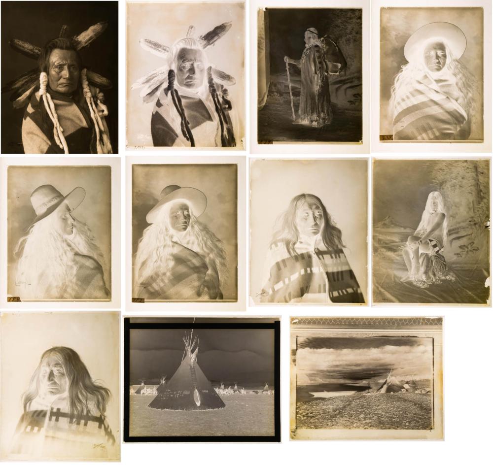 Appraisal: TEN PHOTOGRAPHIC GLASS PLATES OF NW NATIVE AMERICANS including Chief