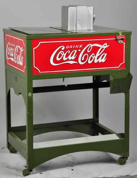 Appraisal: Coca-Cola Glascock Cooler Complete with coin control mechanism on top