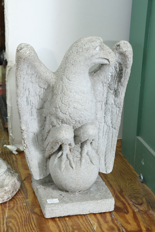 Appraisal: STONE EAGLE Spreaded wings with head turned on a square