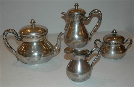 Appraisal: Peruvian Silver Four-Piece Coffee and Tea Service Estimate nbsp nbsp