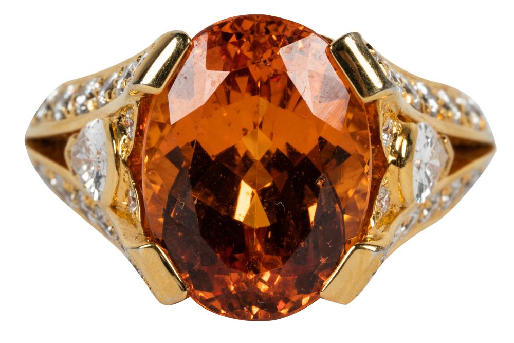 Appraisal: GRAFF KARAT YELLOW GOLD GARNET DIAMOND RINGstamped 'Graff RR '