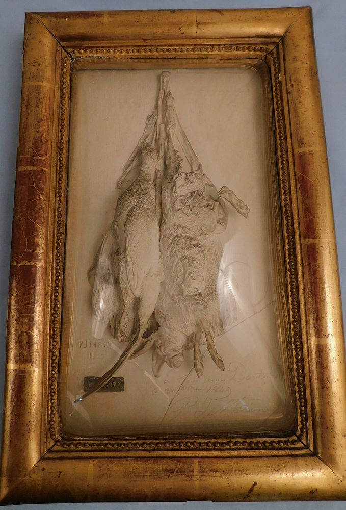 Appraisal: PJ MENE WALL SCULPTURE BIRDS Antique dimensional framed plaster wall