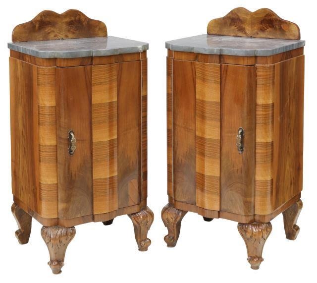 Appraisal: pair Italian Art Deco walnut bedside cabinets c s having