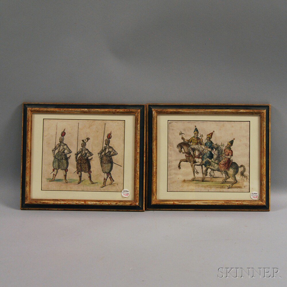 Appraisal: Pair of Antique Italian School Hand-colored Prints of Arms one