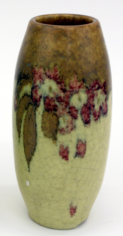 Appraisal: ROOKWOOD VELLUM GLAZE VASE hand painted with stylized leafage and