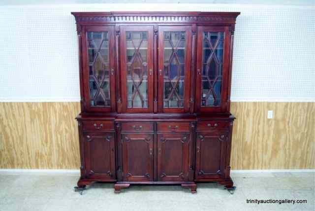 Appraisal: Large Formal Red Mahogany China CabinetBeautifully detailed solid wood that