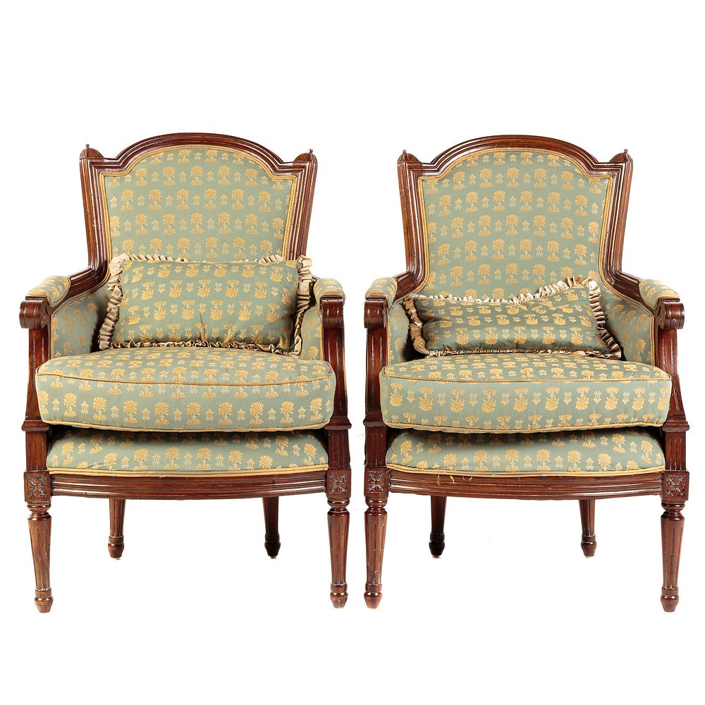 Appraisal: Pair of Marie Albert Louis XVI Style Arm Chairs With