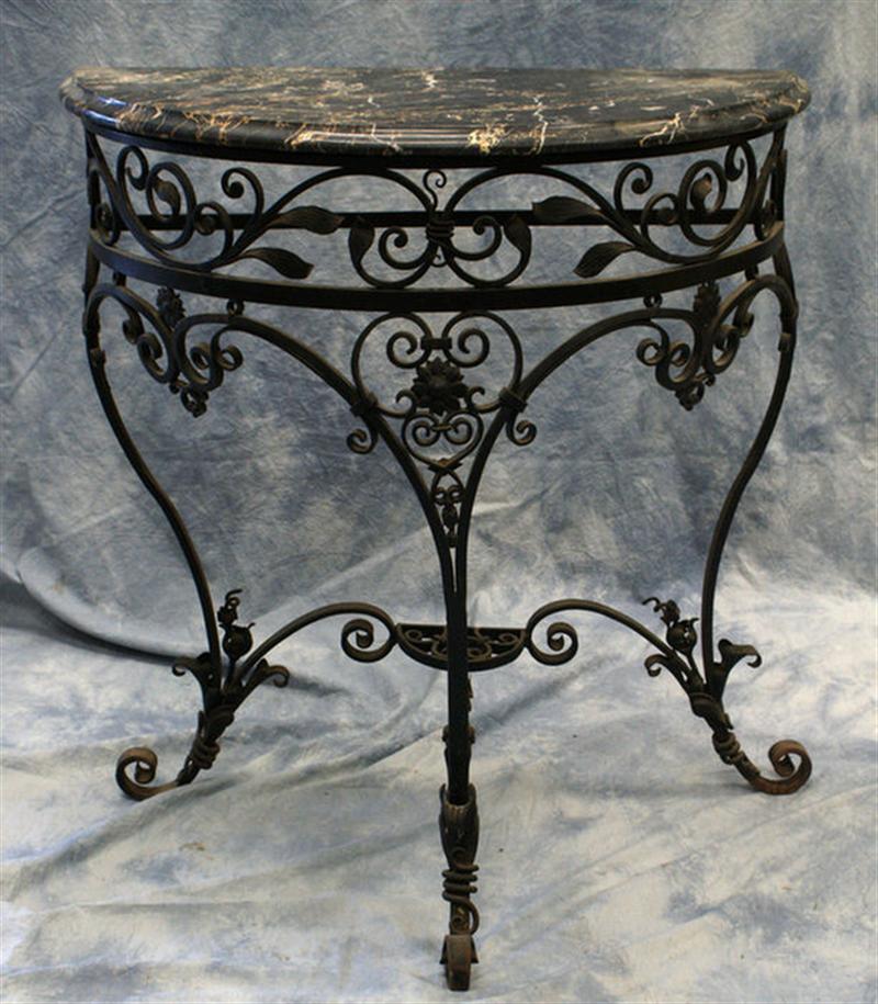 Appraisal: Wrought iron round MT wall table th c w d