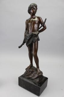 Appraisal: Jeremias Christensen - Bronze sculpture of a young boy with