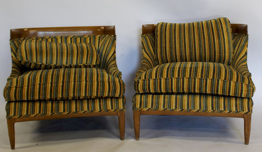 Appraisal: MIDCENTURY Pair Of Gibbings Style Upholstered Club Chairs - Dimensions