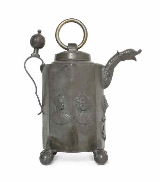 Appraisal: An English Pewter Covered Water Jug th century having a