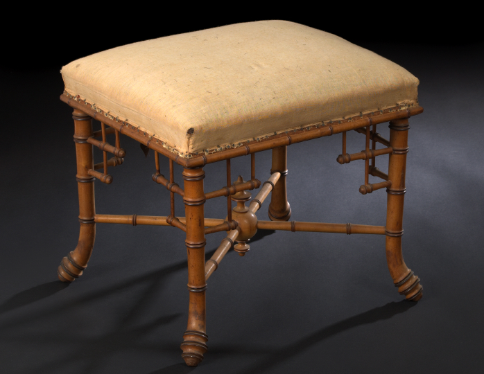 Appraisal: Victorian Fruitwood Stool third quarter th century in the Japonesque