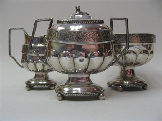 Appraisal: Three Pieces of E th C Coin Silver Sugar Creamer