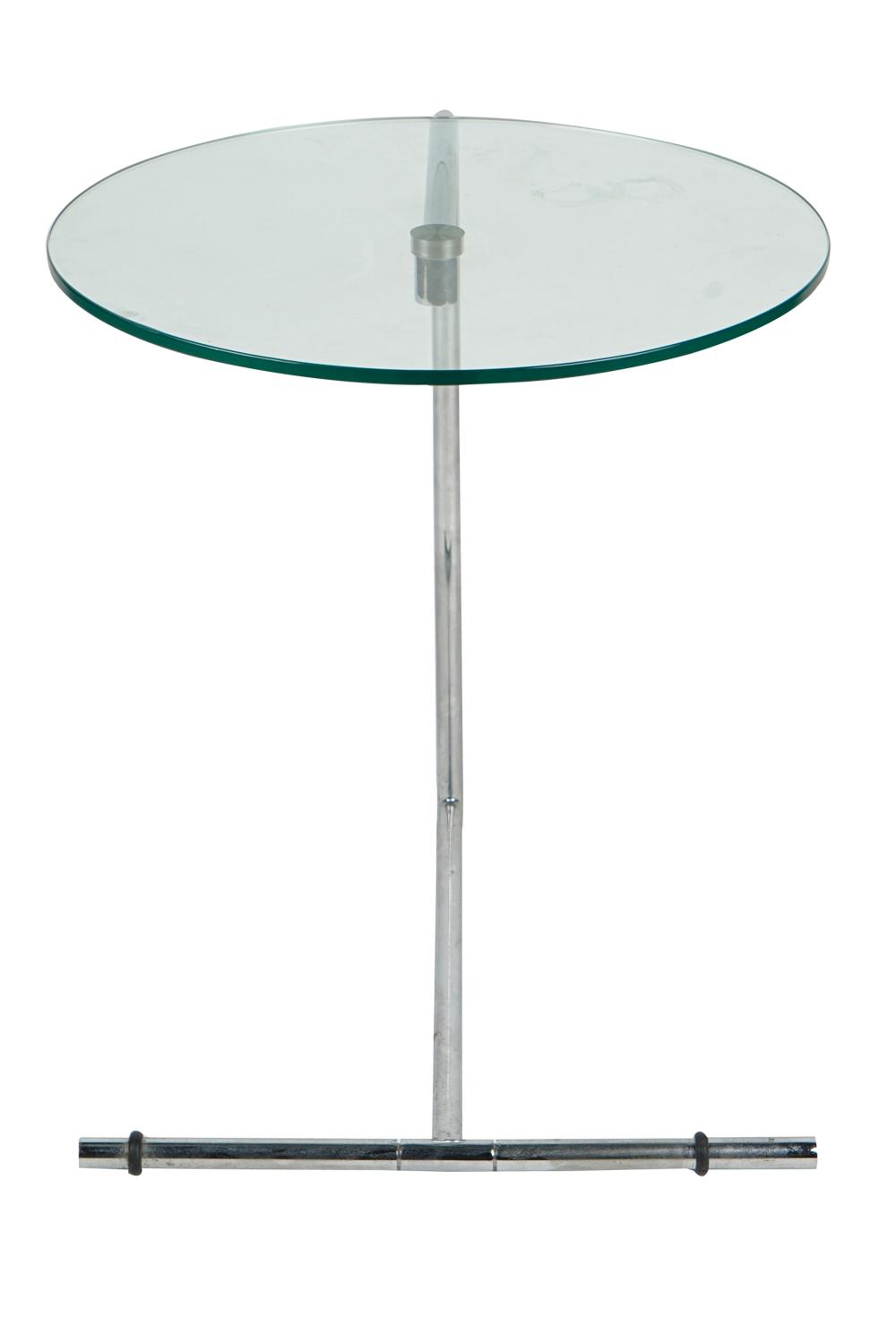 Appraisal: MODERN CHROME GLASS LAMP TABLEunsigned inches diameter inches high Condition